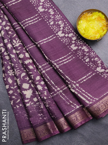 Semi maheswari cotton saree wine shade with allover prints and zari woven border