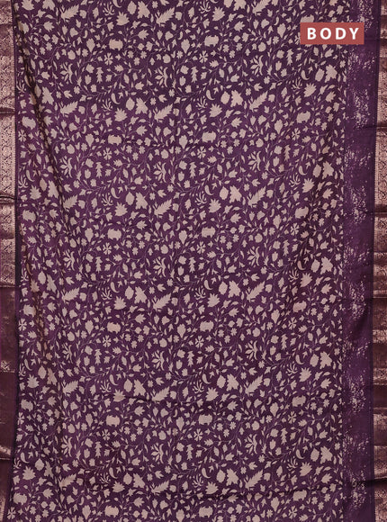 Semi maheswari cotton saree wine shade with allover prints and zari woven border