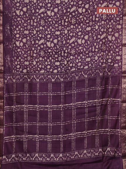 Semi maheswari cotton saree wine shade with allover prints and zari woven border