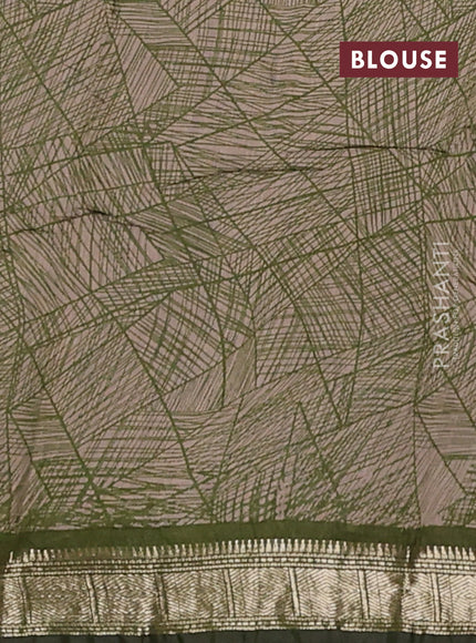 Semi maheswari cotton saree beige deep maroon and sap green with allover stripe prints and zari woven border