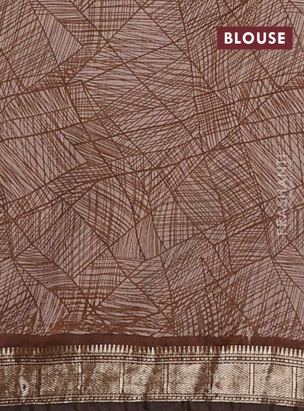 Semi maheswari cotton saree beige black and dark mustard with allover stripe prints and zari woven border