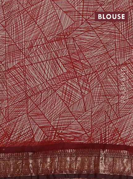 Semi maheswari cotton saree beige deep violet and maroon with allover stripe prints and zari woven border