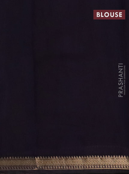 Semi maheswari cotton saree green and navy blue with allover zigzag prints and zari woven border