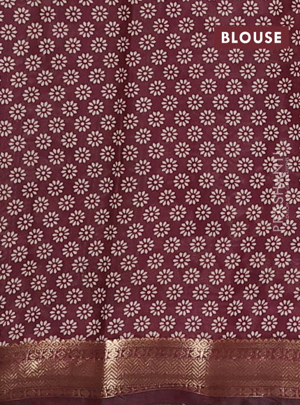 Semi maheswari cotton saree green and wine shade with allover warli prints and zari woven border