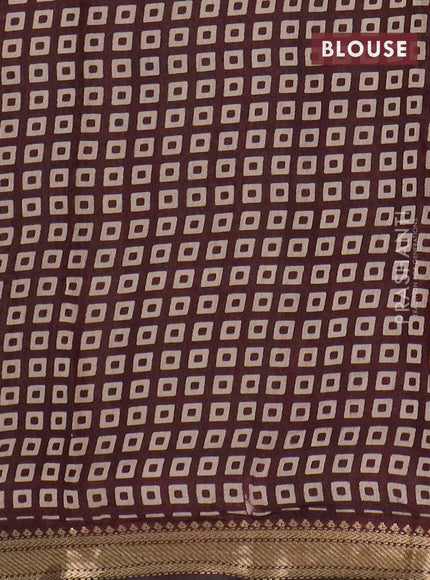 Semi maheswari cotton saree beige and coffee brown with allover prints and zari woven border