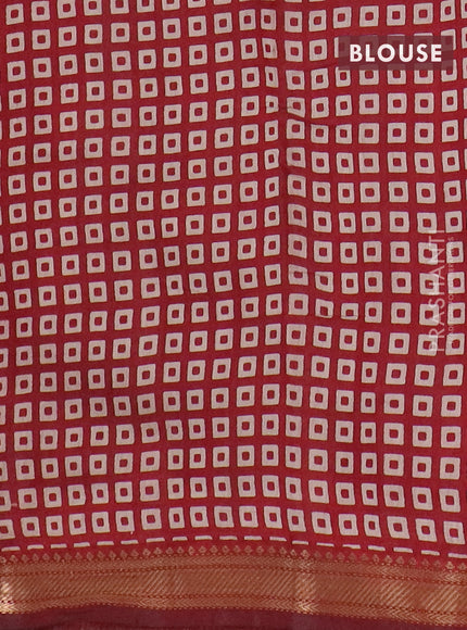 Semi maheswari cotton saree beige and maroon with allover prints and zari woven border