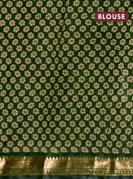 Semi maheswari cotton saree beige and sap green with plain body and zari woven border