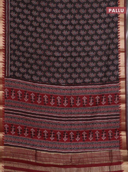 Semi maheswari cotton saree coffee brown and maroon with allover butta prints and zari woven border