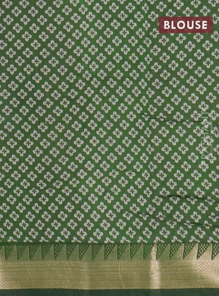 Semi maheswari cotton saree navy blue and green with allover butta prints and zari woven border