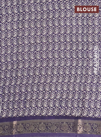 Semi maheswari cotton saree sap green and purple with allover kalamkari prints and zari woven border