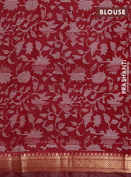 Semi maheswari cotton saree beige and deep maroon with allover butta prints and zari woven border