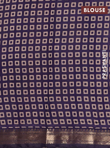 Semi maheswari cotton saree beige and navy blue with allover butta prints and zari woven border
