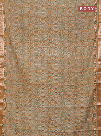 Semi maheswari cotton saree mustard yellow with allover ajrak prints and zari woven border