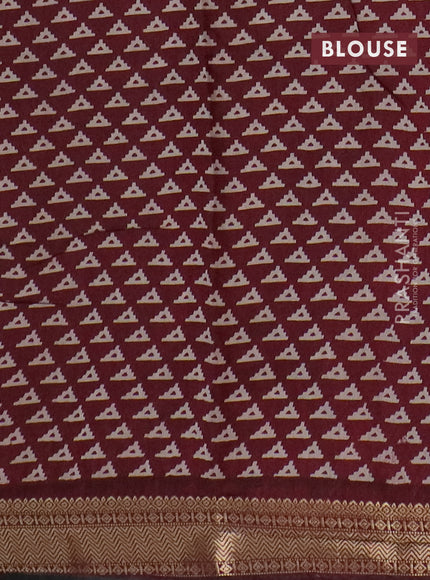 Semi maheswari cotton saree coffee brown and maroon with allover kalamkari prints and zari woven border
