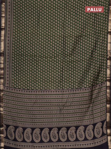 Semi maheswari cotton saree sap green with allover butta prints and zari woven border