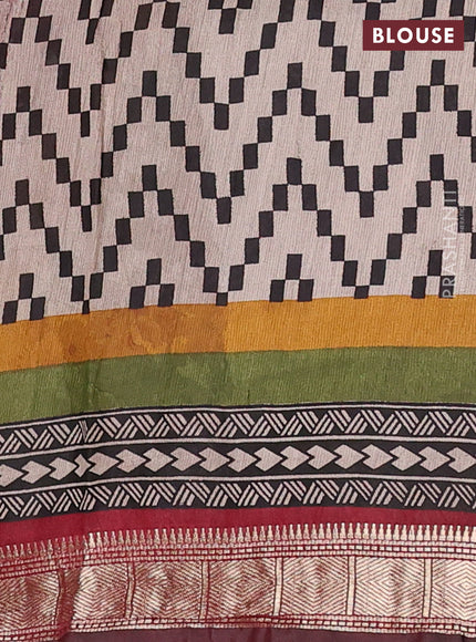 Semi maheswari cotton saree maroon with allover butta prints and zari woven border
