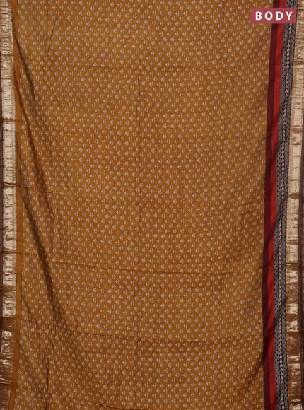 Semi maheswari cotton saree mustard yellow with allover butta prints and zari woven border
