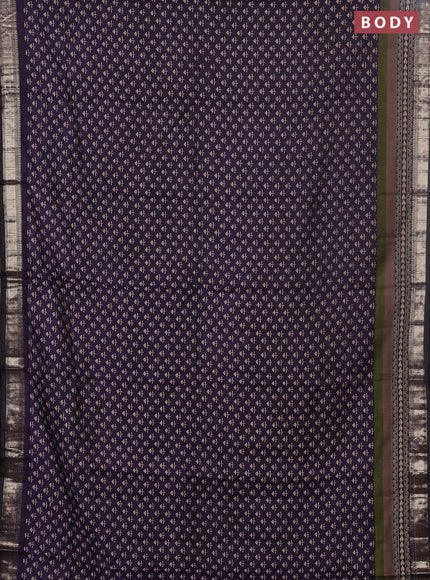 Semi maheswari cotton saree deep violet with allover butta prints and zari woven border