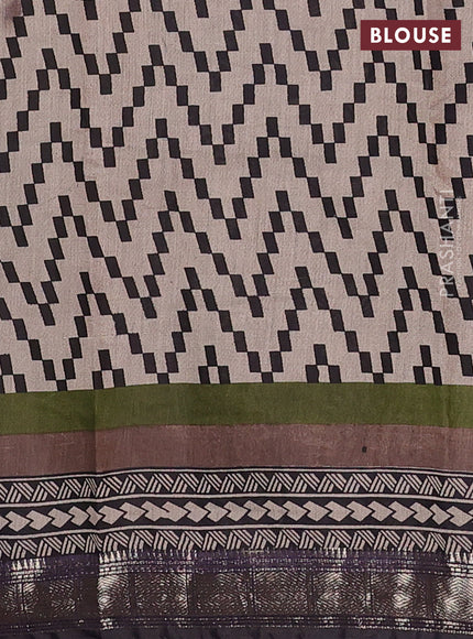 Semi maheswari cotton saree deep violet with allover butta prints and zari woven border