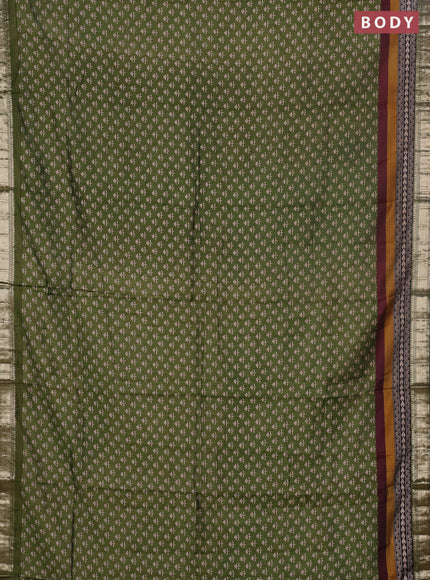 Semi maheswari cotton saree sap green with allover butta prints and zari woven border