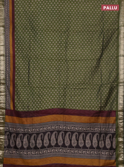 Semi maheswari cotton saree sap green with allover butta prints and zari woven border