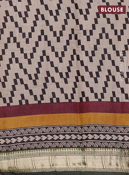 Semi maheswari cotton saree sap green with allover butta prints and zari woven border
