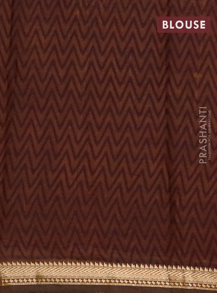 Semi maheswari cotton saree mustard yellow with allover prints and zari woven border