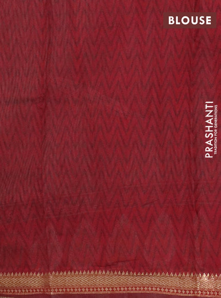 Semi maheswari cotton saree black and maroon with allover stripe pattern and zari woven border
