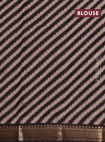 Semi maheswari cotton saree maroon and black with allover patola prints and zari woven border