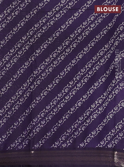 Semi maheswari cotton saree sap green and navy blue with allover kalamkari prints and zari woven border
