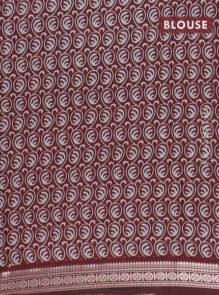 Semi maheswari cotton saree jamun shade and maroon with allover kalamkari prints and zari woven border