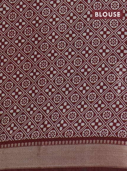 Semi maheswari cotton saree black and deep maroon with allover prints and zari woven border