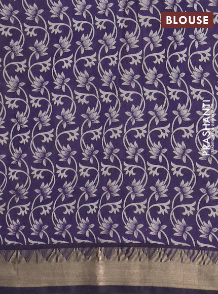Semi maheswari cotton saree sap green and navy blue with allover kalamkari prints and zari woven border