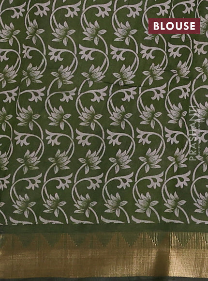 Semi maheswari cotton saree purple and sap green with allover kalamkari prints and zari woven border