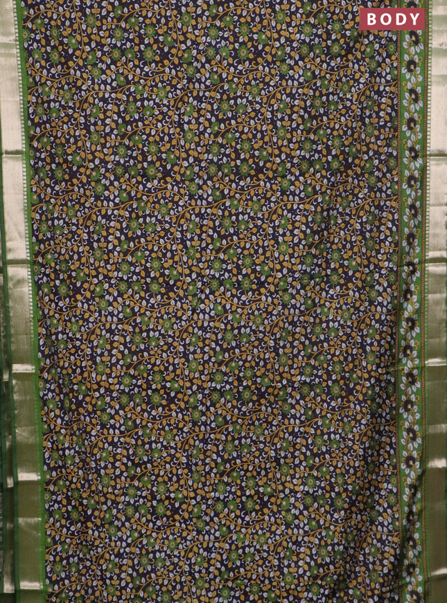 Semi maheswari cotton saree jamun shade and green with alllover prints and zari woven border