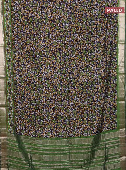 Semi maheswari cotton saree jamun shade and green with alllover prints and zari woven border
