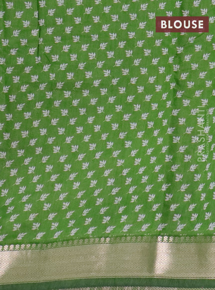 Semi maheswari cotton saree jamun shade and green with alllover prints and zari woven border