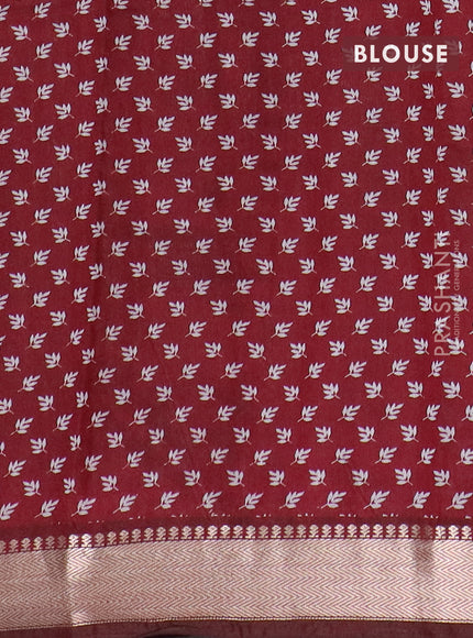 Semi maheswari cotton saree mustard yellow and maroon with allover prints and zari woven border