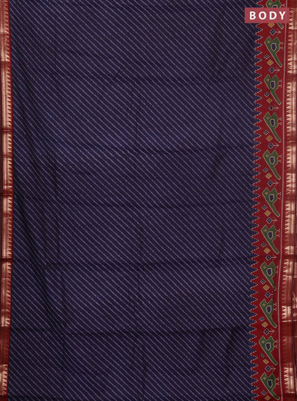 Semi maheswari cotton saree navy blue and maroon with allover leheriya prints and zari woven border