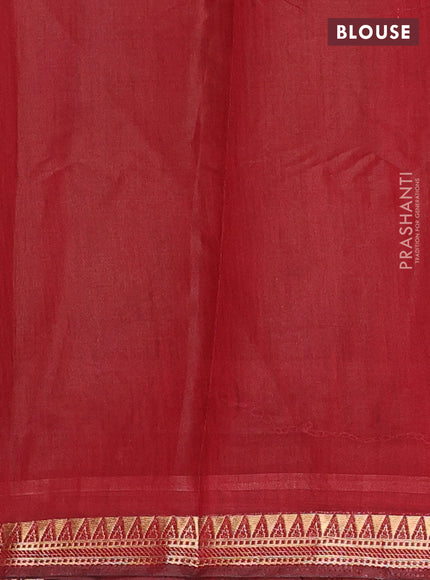 Semi maheswari cotton saree coffee brown and maroon with allover warli prints and zari woven border