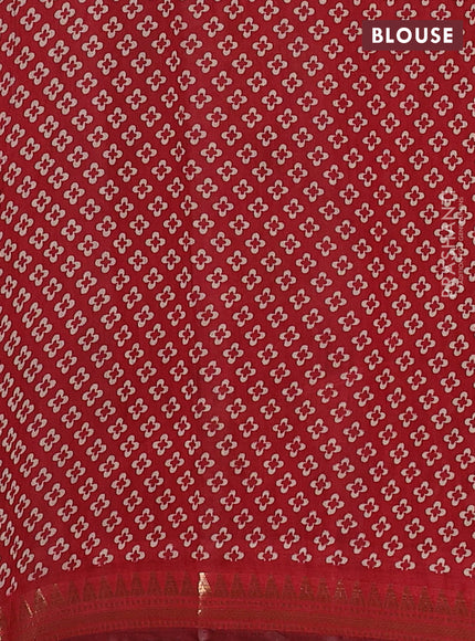 Semi maheswari cotton saree navy blue and maroon with allover batik prints and zari woven border