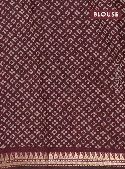 Semi maheswari cotton saree sap green and maroon with allover batik prints and zari woven border