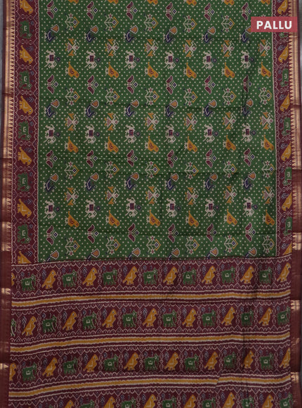 Semi maheswari cotton saree navy blue and maroon with allover patola prints and zari woven border