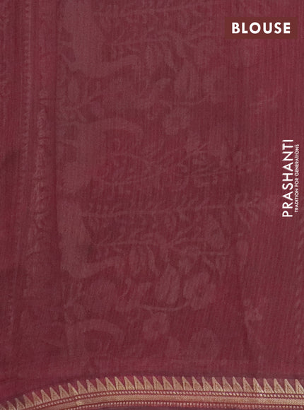 Semi maheswari cotton saree sap green and maroon with allover kalamkari prints and zari woven border