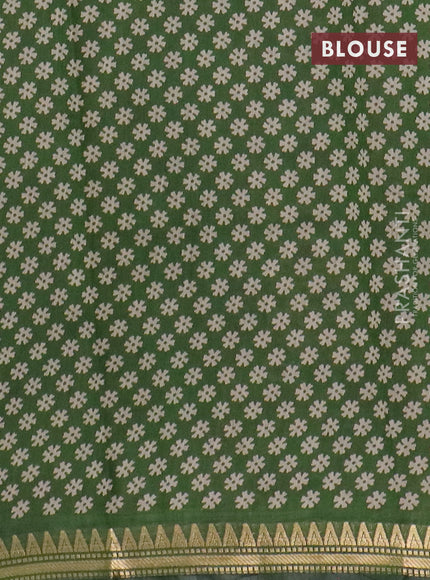 Semi maheswari cotton saree dark mustard and sap green with allover ikat prints and zari woven border