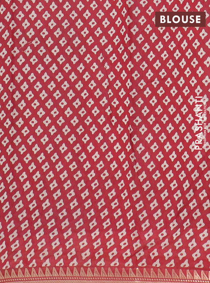 Semi maheswari cotton saree navy blue and maroon with allover zigzag prints and zari woven border