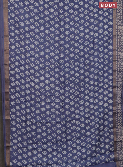 Semi maheswari cotton saree grey with allover batik prints and rettapet printed border