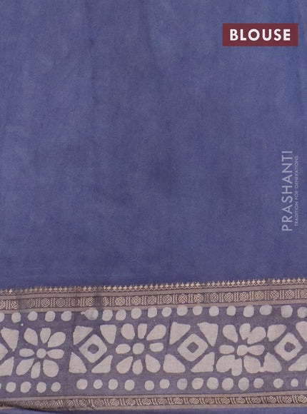 Semi maheswari cotton saree grey with allover batik prints and rettapet printed border