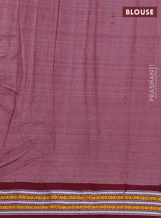 Pure tussar silk saree pale orange and maroon with allover kalamkari prints and temple design vidharba border