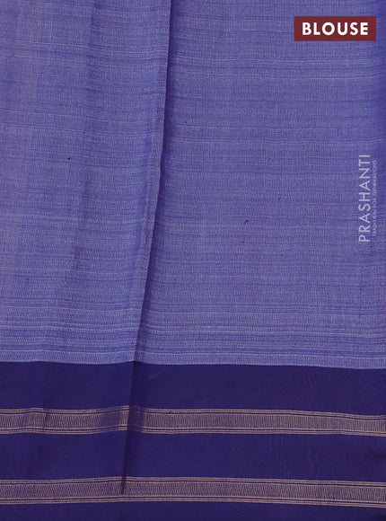 Pure tussar silk saree red and blue with allover floral prints and temple design zari woven border
